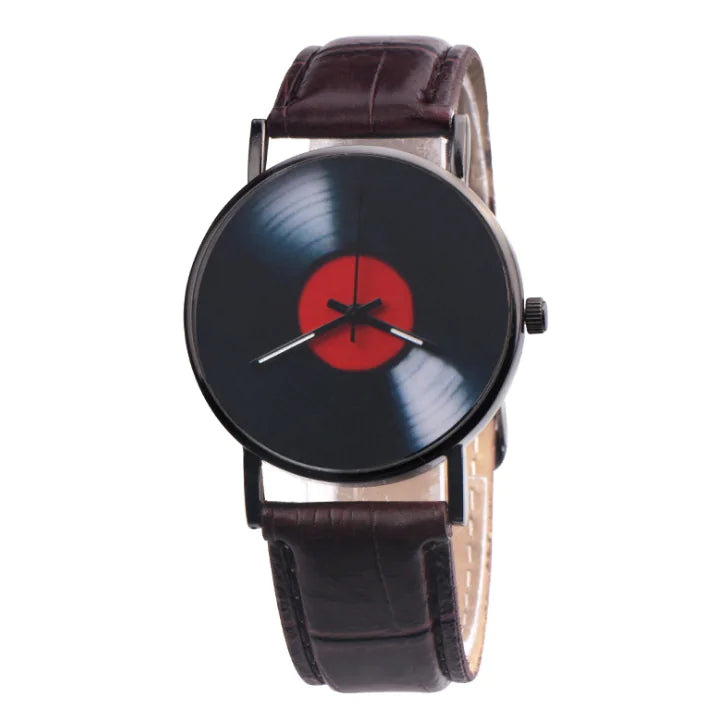 Disc Watch, Leather Strap Watch, Genuine Leather Watch