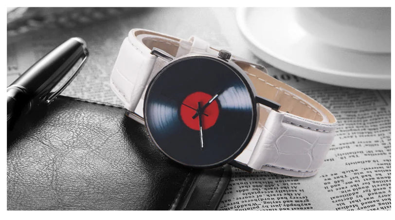 Disc Watch, Leather Strap Watch, Genuine Leather Watch